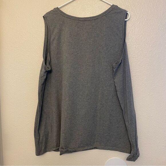 Catherines Plus Size Tank Top sleeveles gray cotton embellish studded sparkly 3X - Picture 3 of 9